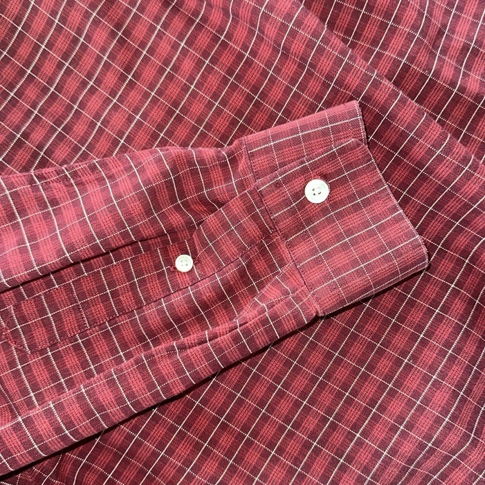 Eddie Bauer men’s red long sleeve plaid button down shirt size L - Picture 7 of 9